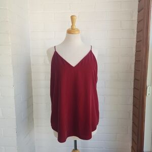 Express Red Velvet Velour Spaghetti Strap Tank Size Large NEW